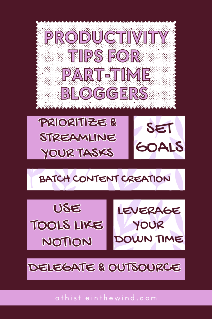 an infographic showing productivity tips for part-time bloggers